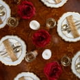thumbnail image 3 of (70 PACK) EcoQuality 7.5" inch Round White Plastic Plates with Gold Rim Modern Design - Heavy Duty Large Disposable Charger Dinner Plate Weddings, Salad Plate, Tableware, China Like Party Plates, 3 of 3