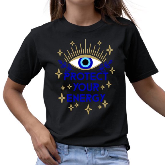 Protect Your Energy Evil Eye T-Shirt, Black, Karla Giselle
