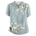 thumbnail image 3 of Chemise en Lin à Col Rond Élégante pour Femmes d'Été, Imprimée, Ample, Vintage, Décontractée, T-Shirt Épais à Manches Longues, T-Shirts Graphiques pour Femmes, T-Shirts à Manches Courtes Unis à Manches Longues, 3 of 3