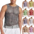 thumbnail image 7 of Purcolt Mens Rhinestone Fishnet Mesh Tank Tops Trendy Casual Crewneck Sleeveless Shirts Lightweight Trendy Slim Fit Party Club Vest, 7 of 7