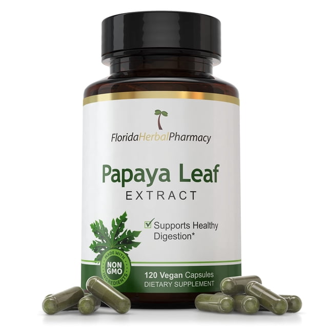 Suplemento de extracto de hoja de papaya de Florida Herbal Pharmacy 120 cápsulas