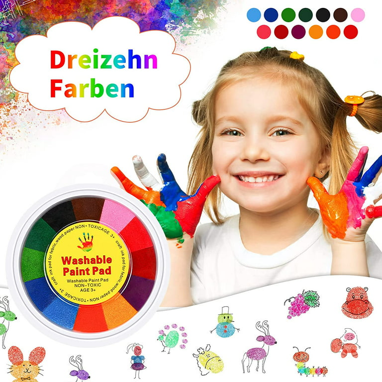 Funny Finger Paint Kit, 12 Color Stampers for Kids Finger Drawing Early Learning Toys DIY Crafts Painting School Home Painting, 12 Colors
