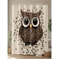 thumbnail image 4 of Fsddascl Coffee Owl Shower Curtain Set - 48" x 72" Washable Bathtub Curtain with 12 Hooks, Cute Bird Big Eyes Animals Brown Beans Waterproof Fabric Stall Shower Curtains for Bathroom/Bathtub Décor, 4 of 6