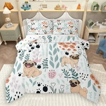 Homewish Cartoon Dog 3-Piece Full Size Comforter Sets for Preppy Children Kids,Dreamy Princess Bedding Comforter Set,Kawaii Animal Lightweight Bedding Sets,Luxury Bedroom Decor,Reversible