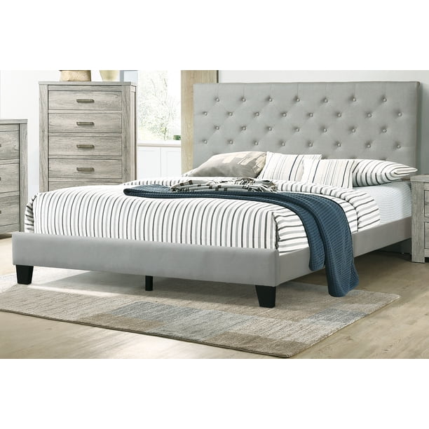 Eastern King Size Bed 1pc Set Gray Color Bedroom Furniture ...