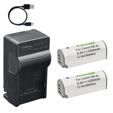 Kastar 2-Pack Battery and AC & USB-C Charger Compatible with NB-9L NB-9LH Camera for Canon PowerShot N N2 ELPH 510 520 530 HS SD4500 IS IXUS 1000 HS IXY 50S Digital Camera