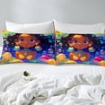 thumbnail image 4 of Afro Fitted Sheet American African Princess Magical Bed Sheets Ocean Jellyfish Black Hair Sheets Full,Kawaii Room Decor Teens, 4 of 5