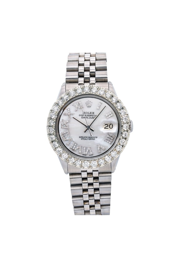 Pre-Owned Rolex Datejust 1601 36MM Mother Of Pearl Diamond Dial With Stainless Steel Jubilee Bracelet