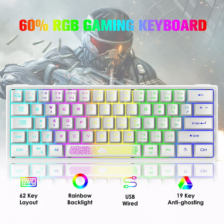 Wired 60% Layout Gpro Mechanical Gaming Keyboard Mini 62 Keys Chroma RGB  Backlit
