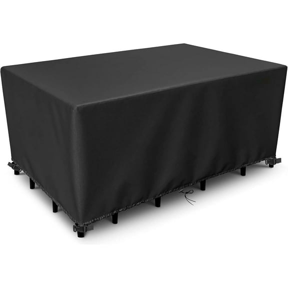 Outdoor Patio Furniture Set Covers Waterproof, 600D Garden Dining Table Cover, Rectangular Weatherproof Furniture Covers, Table and Chair Set Covers for Rainy, Snowy and Sunny 92"L x 56"W x 32"H