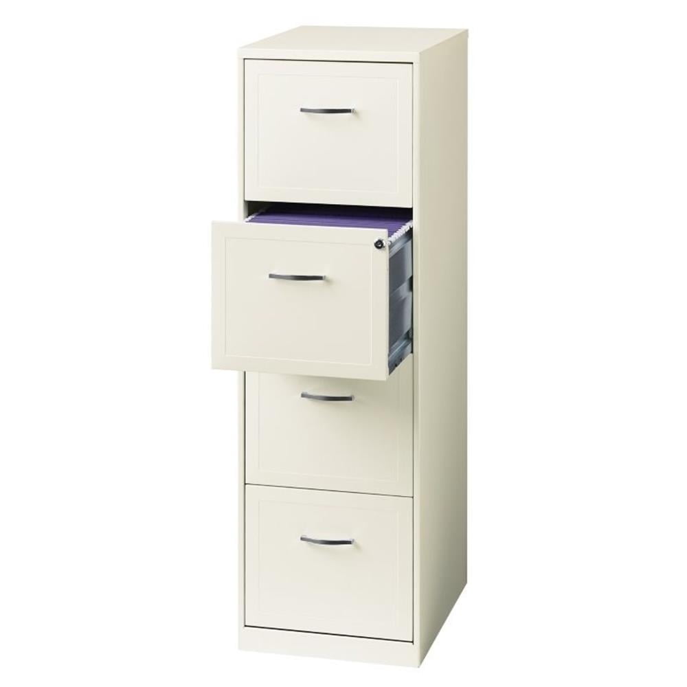 Pemberly Row 18" 4-Drawer Traditional Metal Filing Cabinet in White