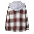 thumbnail image 5 of Flannel Plaid Jackets for Women with Hood Button Down Lined Shacket Jacket Loose Fit Long Sleeve Casual Fall Winter Warm Plaid Coat, 5 of 6