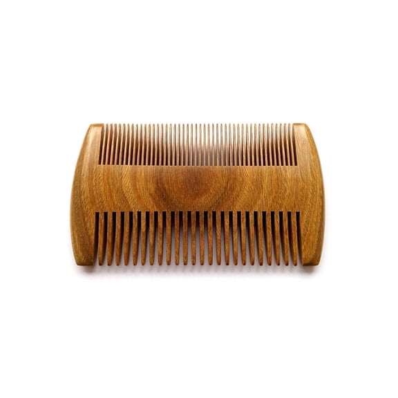 Green Sandalwood Beard Comb, Dual Density Wooden Pocket Comb for Beards, Mustaches and Daily Grooming, TIKA
