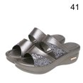thumbnail image 1 of Sandalias de cuña de tacón grueso, verano, playa, caminar, punta abierta, diseño, zapatilla de cuña, gris, talla 41 1 par Vogacara AP1213-07, 1 of 7