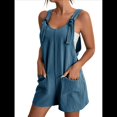 thumbnail image 2 of Cortos de Verano A para Mujer, Casuales Sin Mangas con Bolsillos Azul Mar S, 2 of 9