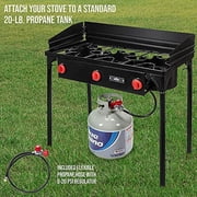 Hike Crew HCSTV3B 225,000 BTU Portable Gas Stove W/3 Burners, Wind Panels & Temp Control - Black