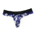 thumbnail image 3 of Odeerbi Mens Thong Underwear Pants Printed Transparent Lace Breathable Underpants Dark Blue, 3 of 6