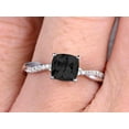 thumbnail image 2 of 10k White Gold Black Diamond Moissanite Engagement Ring With 1.80 Carat Cushion Cut Vintage Looking Black Diamond Moissanite, 2 of 5