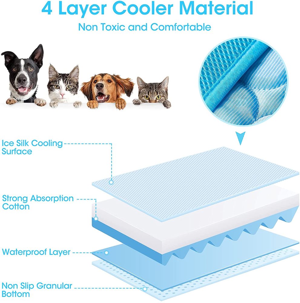 Pet Dog Summer Cooling Mats Large,Ice Blanket,Cats Bed, Mats For Dog,self cooling mat pad for kennels,crates,Portable & Washable Ice Silk Sleeping Pad,Tour Camping Massage - image 4 of 7