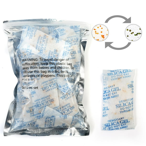 LotFancy 30 Packs 10 Gram Silica Gel Packets, Indicating Desiccant