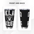 thumbnail image 3 of Taza térmica duradera de acero inoxidable 304 con tapa y pajita con temática del equipo de fútbol de los Raiders Taza térmica de acero inoxidable de 20 oz Taza para automóvil Adecuada para bebidas, 3 of 8