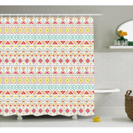Tribal Decor Shower Curtain Aztec Patterns In Stripes Fun Spring Tribal Decor Shower Curtain Aztec Patterns In Stripes Fun Spring Colors Navajo Style Prints