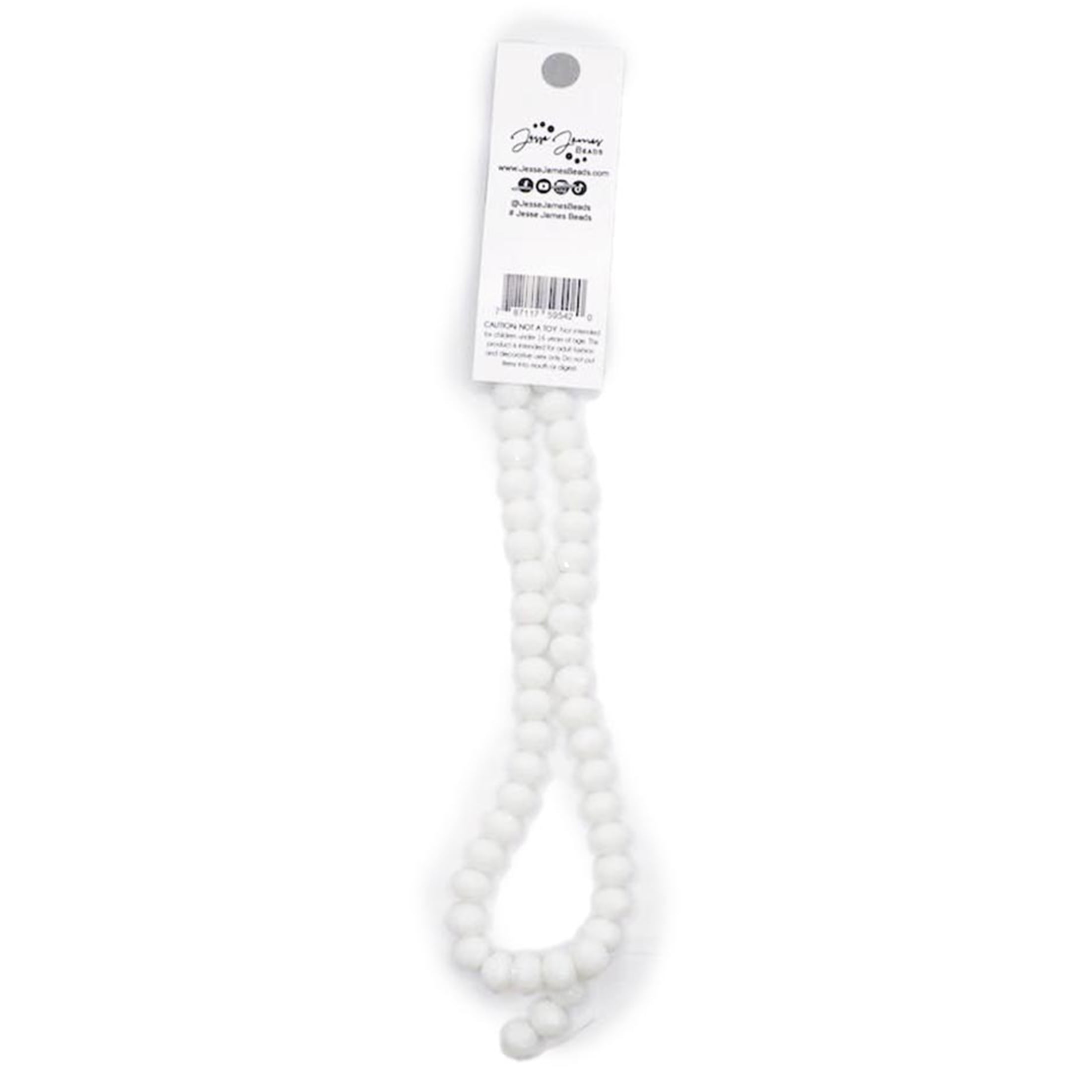 Jesse James Glass Strand Rondelle Beads – White, 1 Piece, Multi-Purpose for Teens and Adults