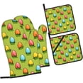 thumbnail image 2 of Easter Oven Mitts and Pot Holders 4 Pcs Sets for Kitchen, Cooking Gloves Heat Resistant Oven Mitt Gloves Non Slip Potholders for Baking, BBQ, Grilling, 2 of 6