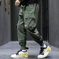 thumbnail image 4 of safuny Casual Pants for Men Comfy Lounge Casual Elastic Waist Solid Color Fashion Fall Spring Trousers Soft Loose Daily Full Length Pants with Pocket Army Green M, 4 of 8