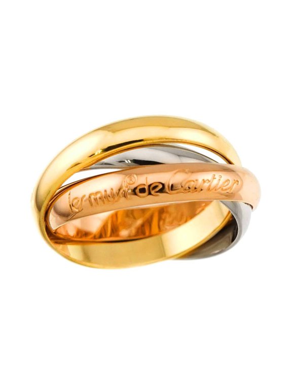 Pre-Owned Cartier Trinity Ring #53 MM 18K YG WG PG Triple Band Three Gold Color 750