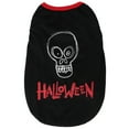 thumbnail image 2 of Disfraz divertido con estampado de calavera de poliéster negro para mascotas, chaleco divertido de Halloween, ropa para perros y gatos, 2 of 8