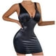 thumbnail image 1 of Vestido de satén a la cadera para mujer, elegante, Sexy, informal, ajustado, con tirantes, Color sólido Pompotops qwe12924, 1 of 9