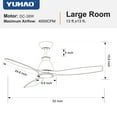 thumbnail image 6 of Wellspeed 52 in. Ceiling Fan with Light and Remote, Vintage Black Fanlight with Deep Wood Grain Blade, Reversible Quiet Motor, Dimmable 3 Color Temperature with Memory Function, 6 Speed with Timer, 6 of 15
