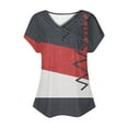 thumbnail image 4 of Women's V-Neck Fashion Casual Short-Sleeved Spring And Summer Top Dark Gray,S, 4 of 5
