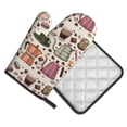 thumbnail image 2 of KLL Vintage Coffee Pattern Oven Mitts and Pot Holders 2pcs Sets for Kitchen, Oven Mitt Heat Resistant 536°F, Oven Gloves for Kitchen,Cooking and Baking, 2 of 7