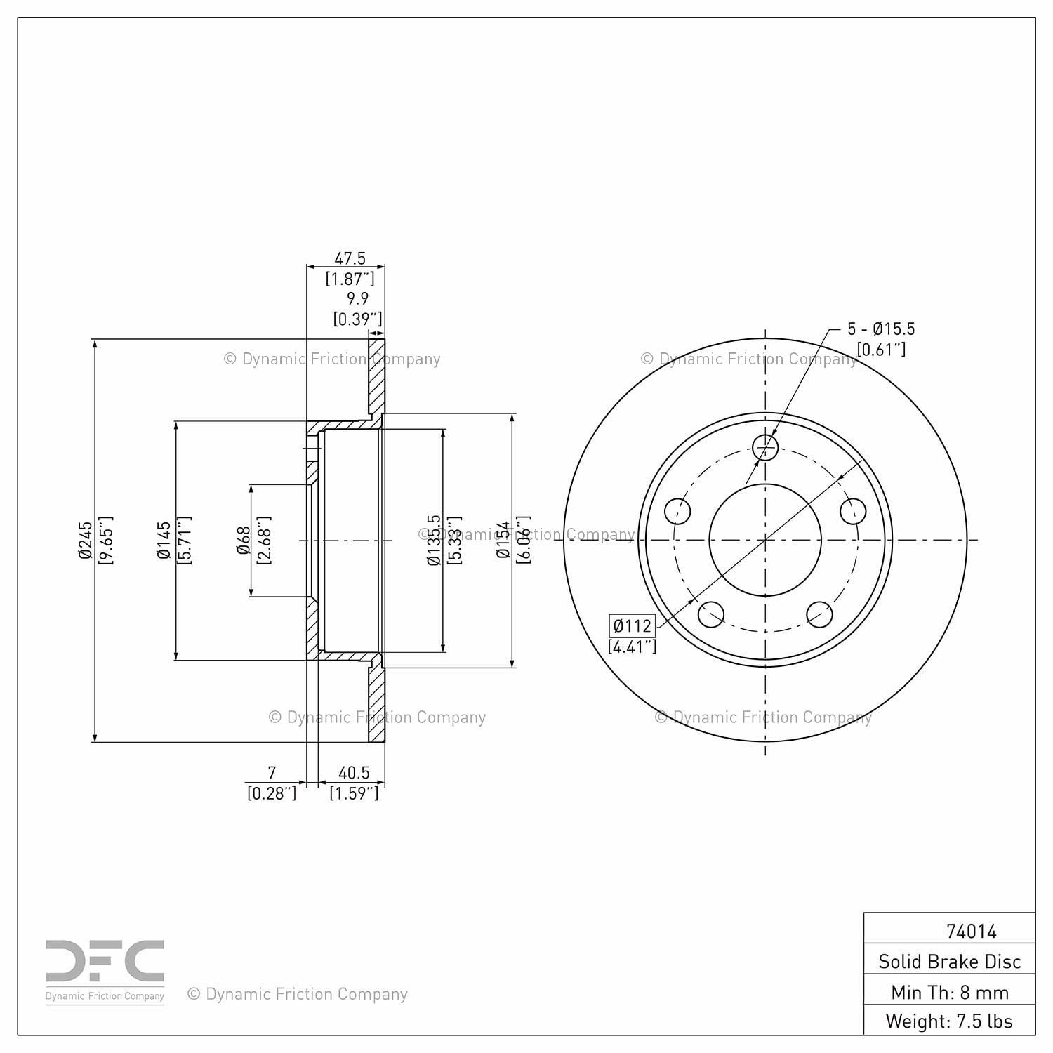 Rear Dynamic Friction Company Disc Brake Rotor 600-74014 (1) For 1996-2001 Audi A4 Quattro, 1999-2005 Volkswagen Passat