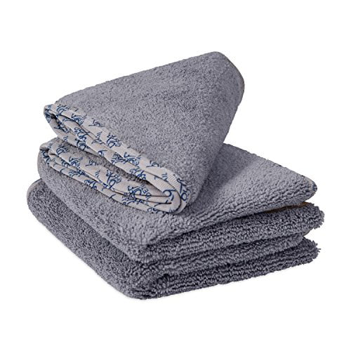 Premium Microfiber Detailing Towels Ultra Soft Cloths 550 GSM Wax Buff Clean Dry All- Purpose 6 Pack Small 16 x 16 inch- Blue Polish Satin Piped Borders Tagless 