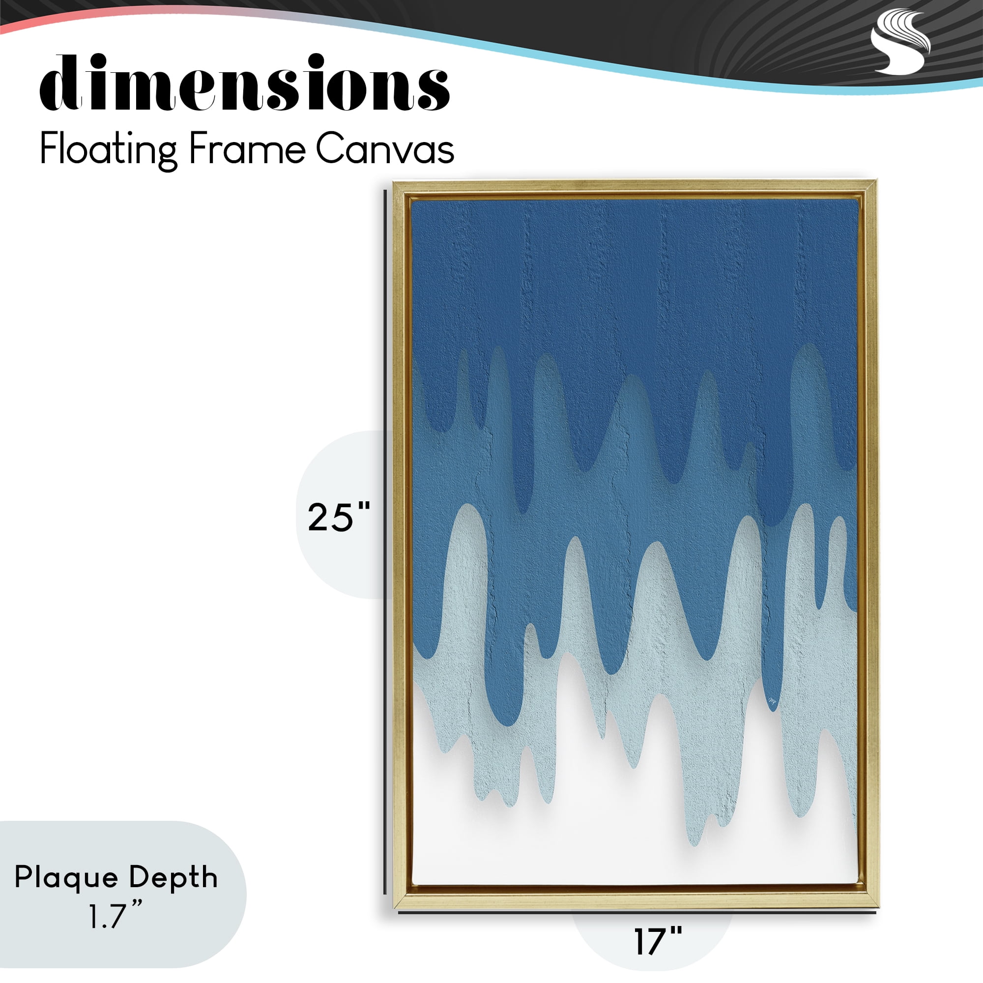 Stupell Industries Water Wave Fluid Contour Gold Framed Floater Canvas Wall Art, design by Martina Pavlova
