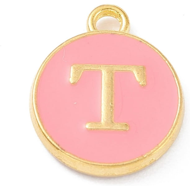 20 colgantes de letras esmaltadas para bisutería (14 x 12 x 2 mm). Orificio: 1,5 mm.