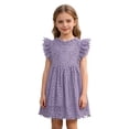 thumbnail image 4 of Weebloom Girl Dresses Lace Hollow Out Summer Dress Sleeveless Party Gown With Flutter Sleeves Toddler Kids Purple Girls Sundress, 4 of 4