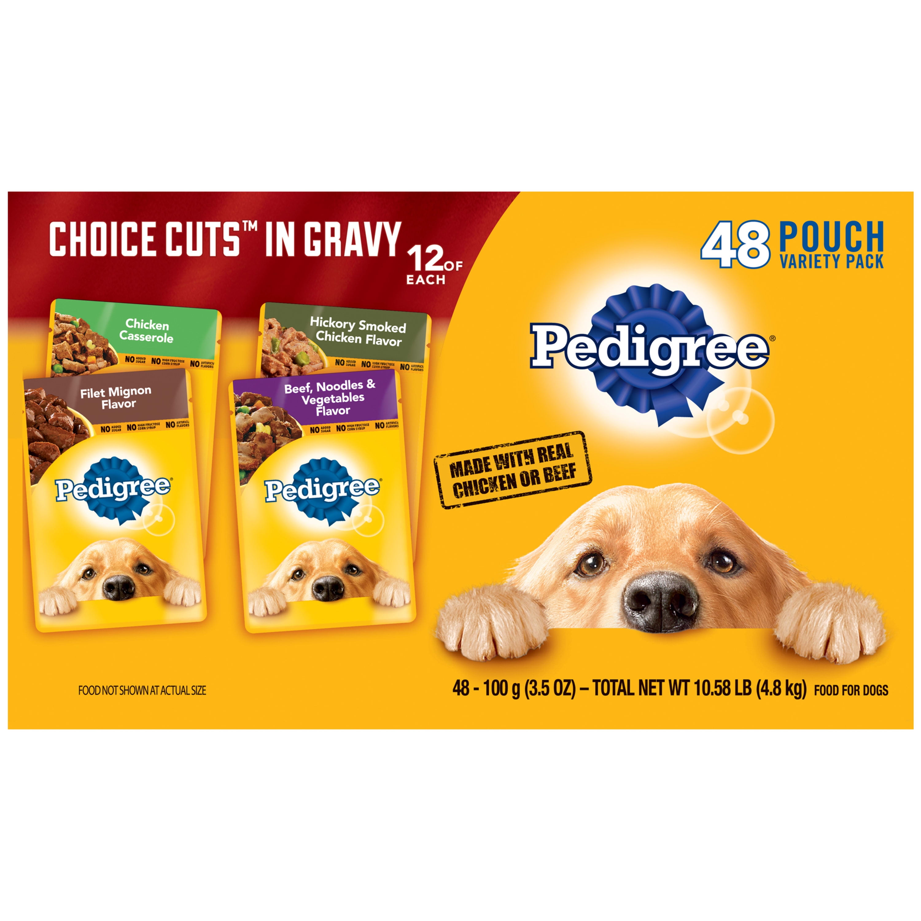 Pedigree Choice Cuts Gravy Wet Dog Food Variety Pack, 3.5 Oz Pouches (48 Pack)