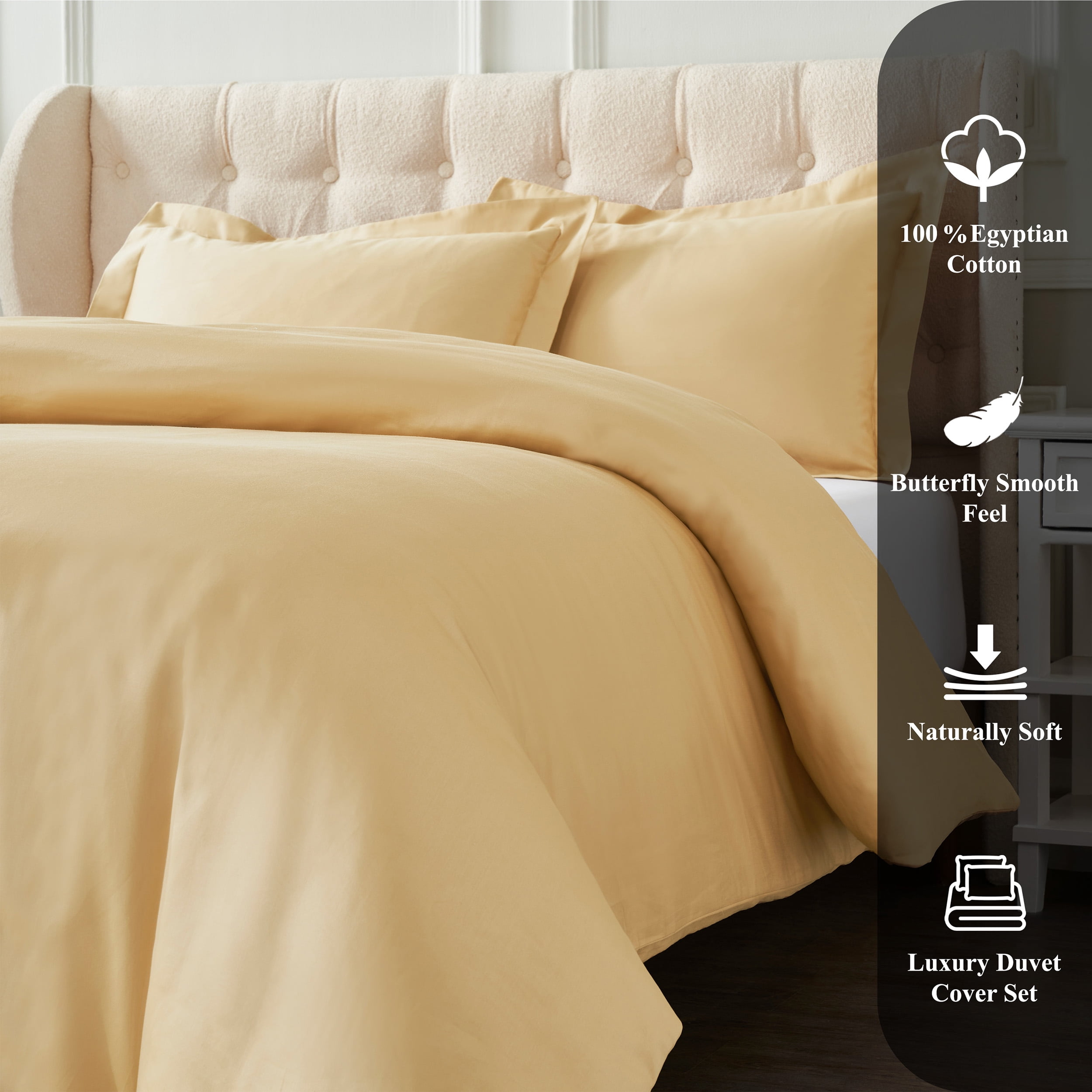 Superior Egyptian Cotton Duvet Cover Set, King/ Cal King, Gold
