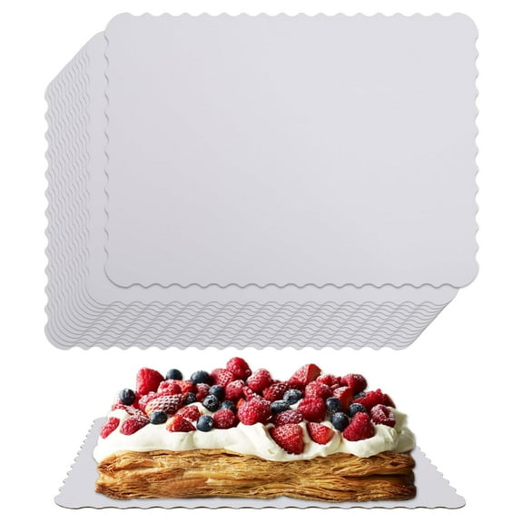 Anscher 15 Pack 19 x 14 Inch Greaseproof Rectangle Cake Boards, Premium Corrugated Single Wall Cake Base Board Half Sheet Cake Board for Sheet Cake, Dessert Base, Cupcake and Cake Pizza(White)