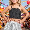 thumbnail image 2 of Girls Sparkly Sequin Tank Top Sleeveless Spaghetti Strap Girls Camisole Jazz Ballet Stage Performance, 2 of 4