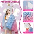 thumbnail image 4 of Dznils Kids Unicorn Flannel Hooded Bath Towel, Soft Absorbent Beach Towel, Pink, 4 of 11