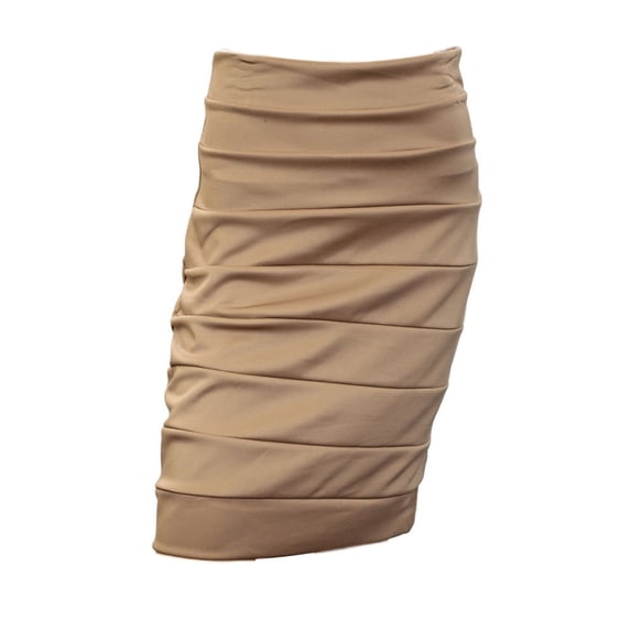 eVogues Plus Size Bandage Pull On Pencil Skirt Beige