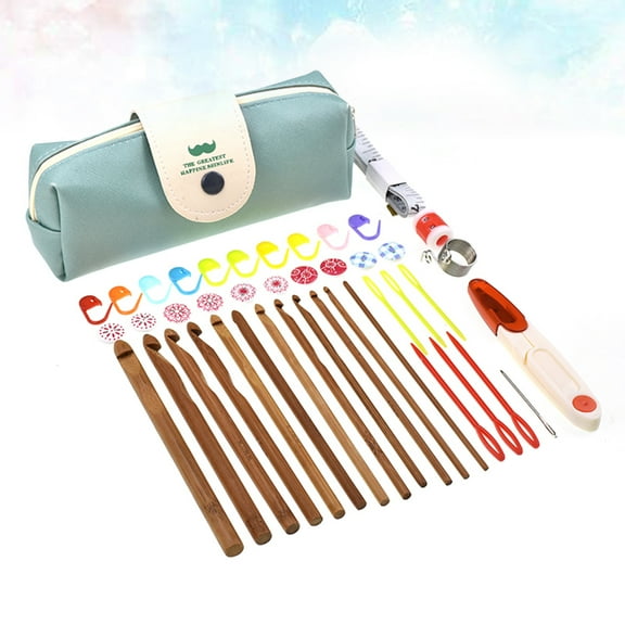 Raindrops  43 Pcs Grip Bamboo and Wood Crochet Set Hooks with Storage Bag