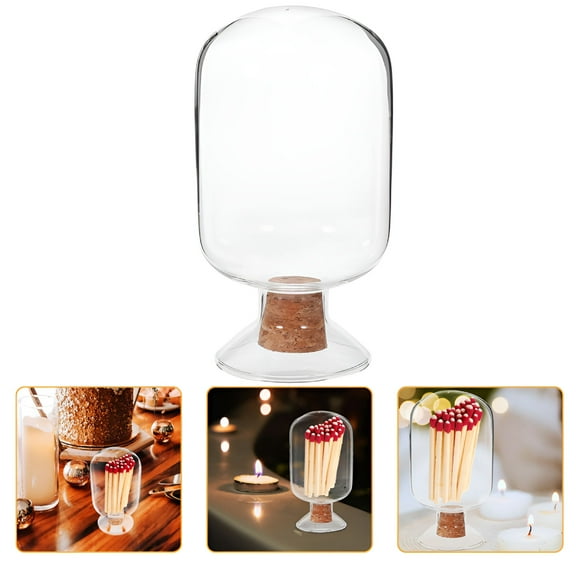 ACDANC Glass Match Storage Bottle Matchstick Holder Match Jar Glass Match Display Bottle