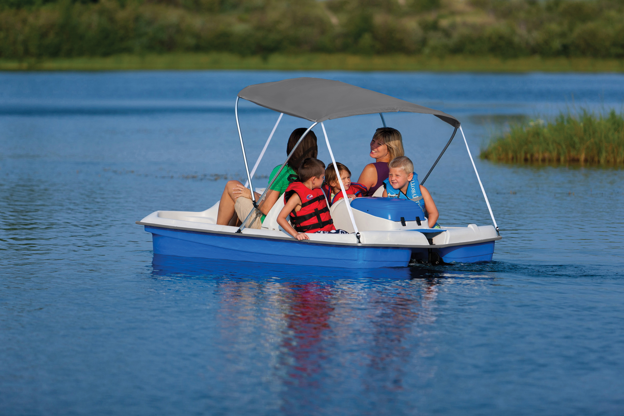 Water Wheeler ASL Electric Pedal Boat with Canopy, Blue - image 3 of 6