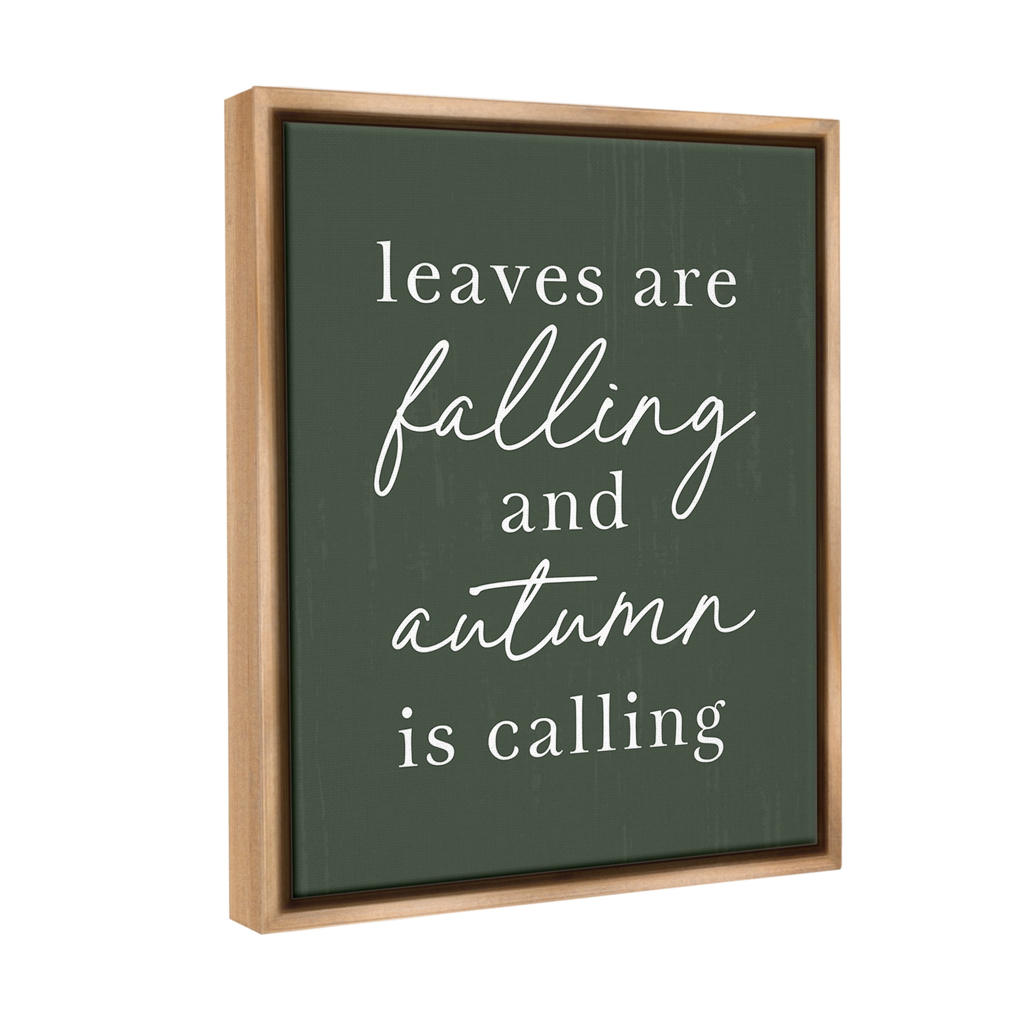 Stupell Industries Leaves Are Falling Holiday Painting Brown Floater Framed Canvas Art Print Wall Art, 17 x 21